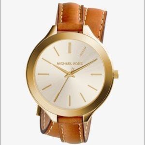 Michael Kors Double Wrap Leather & Gold Watch